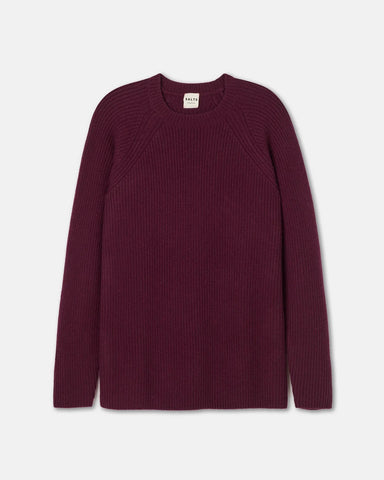 Salts Cashmere Fisherman Rib Sweater - Wine