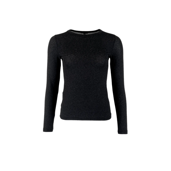 Black Colour Faye Long Sleeve Lurex Top - Black