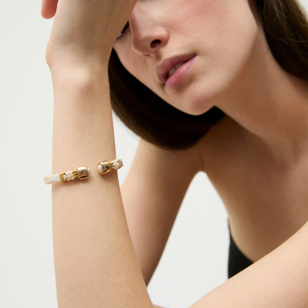 Gas Bijoux Sarina Acetate Bracelet - Ivory Gold-plated