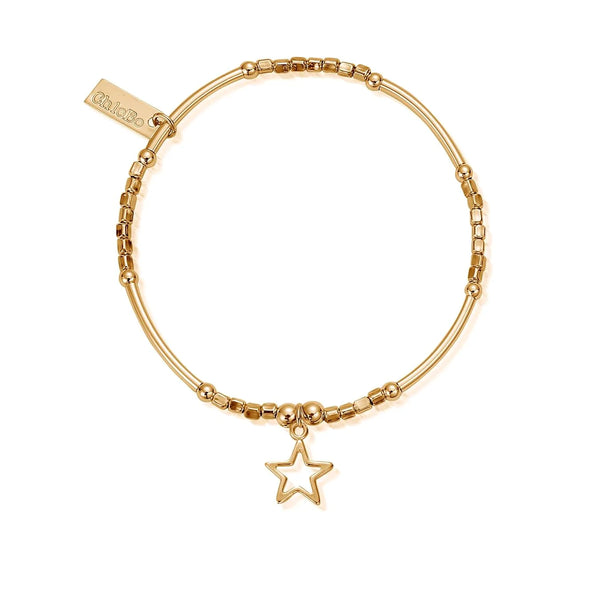 Mini Noodle Cube Open Star Bracelet - Gold