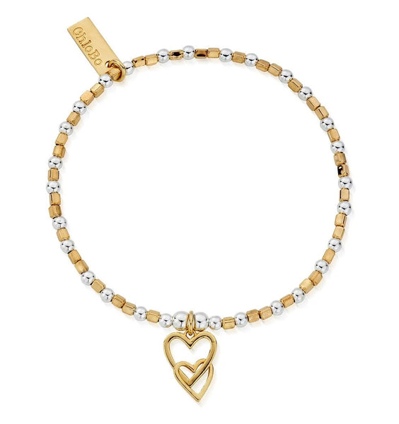 ChloBo Mixed Metal Interlocking Love Heart Bracelet - Gold & Silver