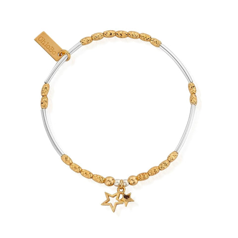 ChloBo Mixed Metal Double Star Bracelet - Gold & Silver
