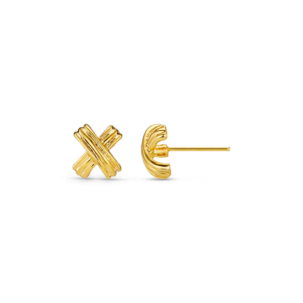 Orelia Jewellery Linear Cross Stud Earrings - Gold