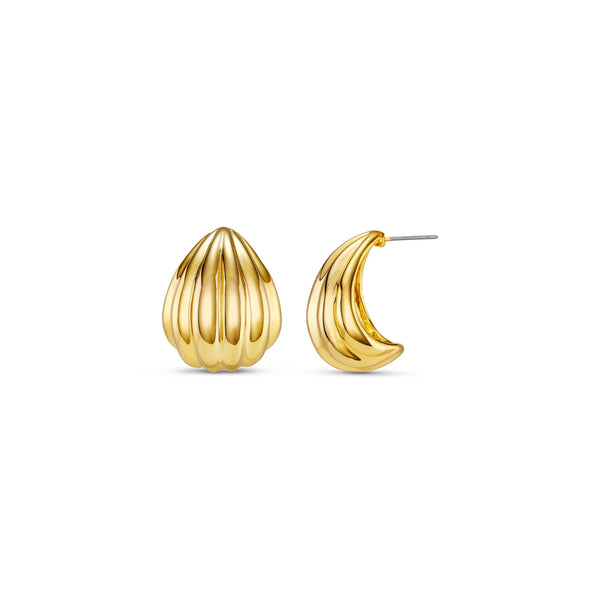 Statment Volumous Curved Drop Earrings - Gold