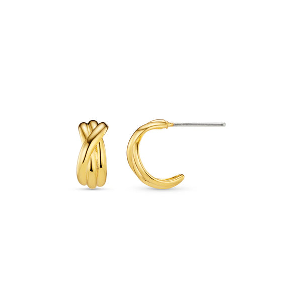 Orelia Jewellery Polished Twist Huggie Hoop Earrings - Gold