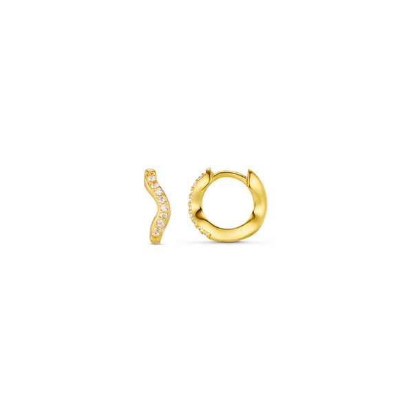 Orelia Jewellery Fine Pave Wave Micro Hoop Earrings - Gold