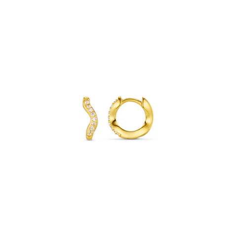 Orelia Jewellery Fine Pave Wave Micro Hoop Earrings - Gold