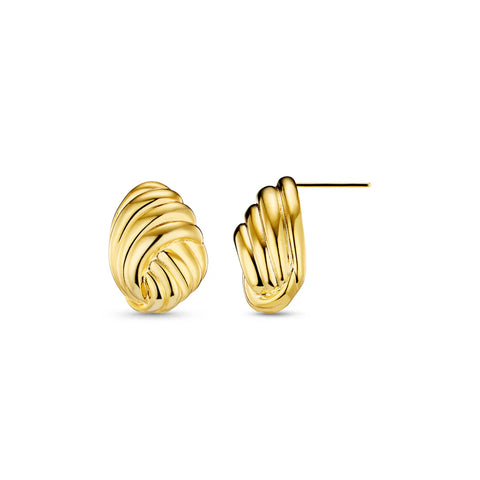 Orelia Jewellery Statement Oval Woven Stud Earrings - Gold