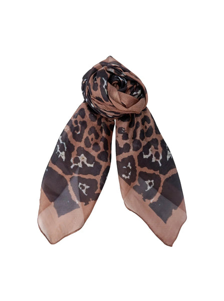 Black Colour BCHannah Silk Scarf - Natural Leopard