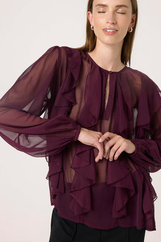 Soaked In Luxury SLHarietta Frill Blouse - Wine