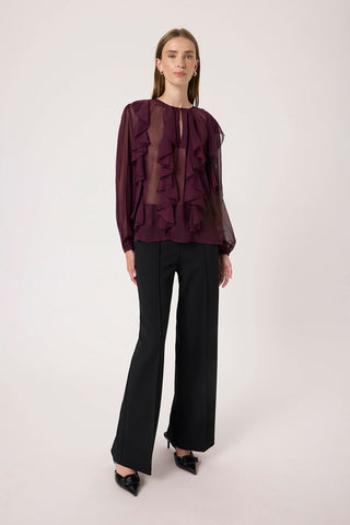 Soaked In Luxury SLHarietta Frill Blouse - Wine