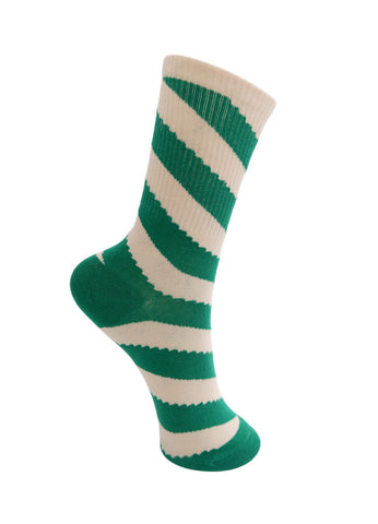 Black Colour BCHuxi Sock - Green Stripe