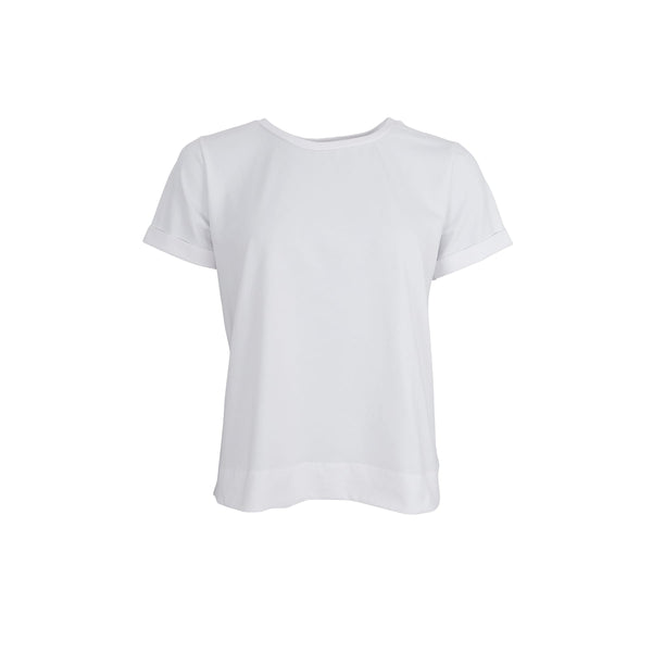 Black Colour Round Neck T-Shirt - White