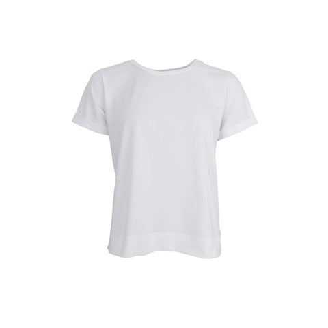 Black Colour Round Neck T-Shirt - White