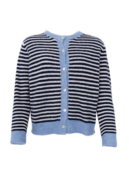 Black Colour BCDELL Striped Knit Cardigan - Navy
