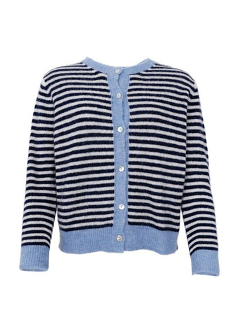 Black Colour BCDELL Striped Knit Cardigan - Navy