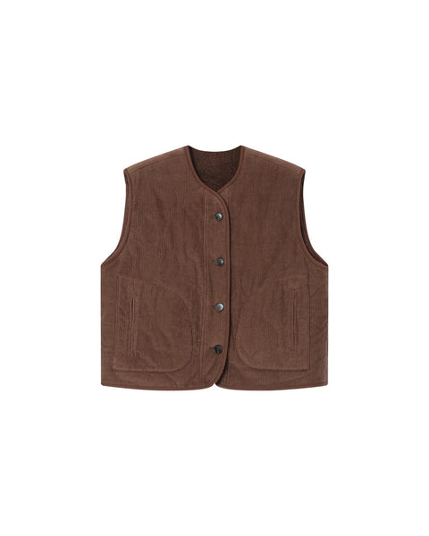 Grace & Mila Sleeveless Quilted Reversible Gilet - Chocolate