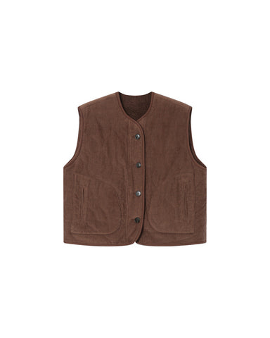 Grace & Mila Sleeveless Quilted Reversible Gilet - Chocolate