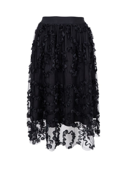 Black Colour BCSwirl Frill Skirt - Black