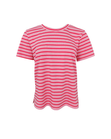 Black Colour BCMaylee Short Sleeve T-Shirt - Stripe Rose Red