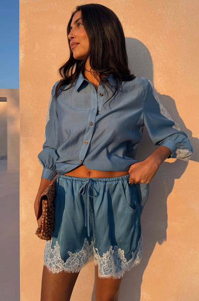 Never Fully Dressed Lace Maeva Shorts - Blue