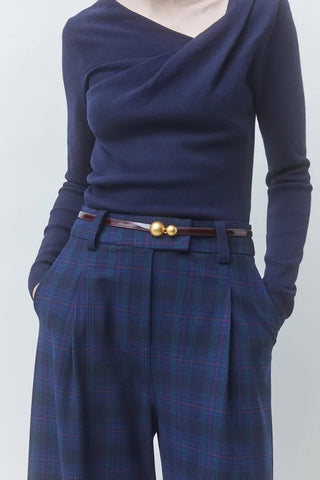Suncoo Wool Checked Trousers - Blue