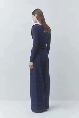 Suncoo Wool Checked Trousers - Blue