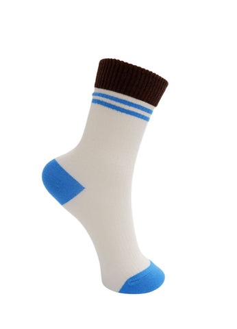 Black Colour BCGeena Contrast Sock - Off White / Blue