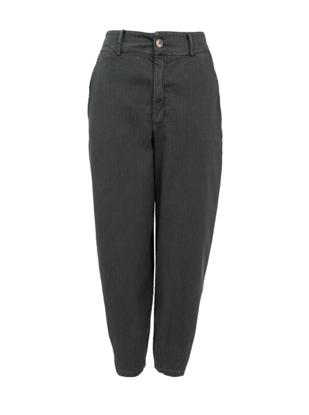 Black Colour BCMille Barrel Leg Stripe Trousers - Khaki