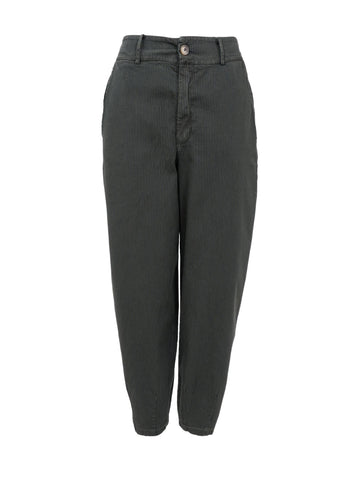 Black Colour BCMille Barrel Leg Stripe Trousers - Khaki