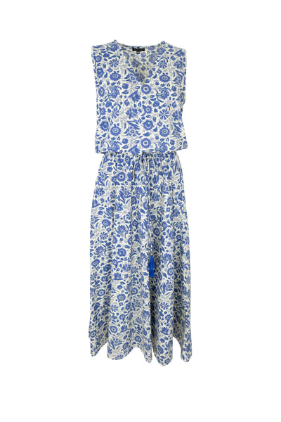 Black Colour BCFlora Floral Summer Dress - Blue