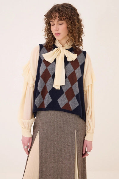 Ottod'Ame Knitted Oversized Tank Top - Navy