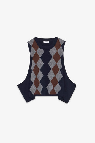 Ottod'Ame Knitted Oversized Tank Top - Navy