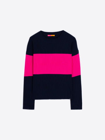 VILAGALLO Colour Block Pullover Knit - Pink / Navy