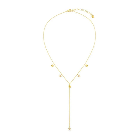 Orelia Crystal Multi Star Lariat Necklace - Gold Plated