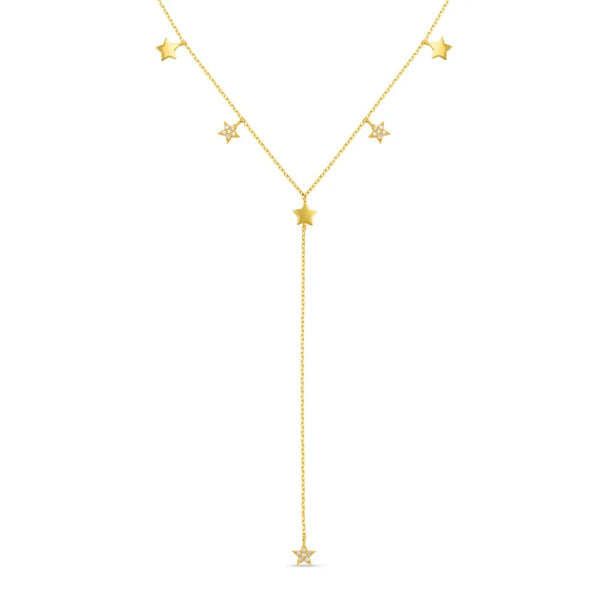 Orelia Crystal Multi Star Lariat Necklace - Gold Plated