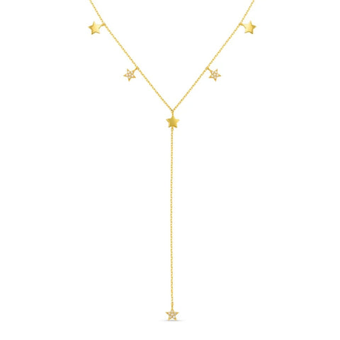 Orelia Crystal Multi Star Lariat Necklace - Gold Plated