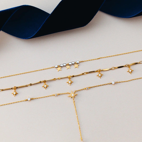 Orelia Jewellery Crystal & Starburst Fine Lariat Necklace - Gold