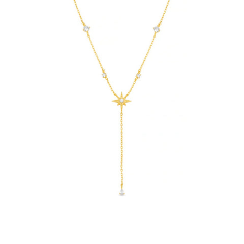 Orelia Jewellery Crystal & Starburst Fine Lariat Necklace - Gold
