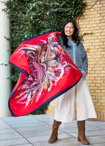 Black Colour BCTalula Satin Scarf - Red