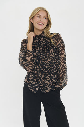Saint Tropez LiljaSZ Crinkle Shirt - Black Shifted Strokes