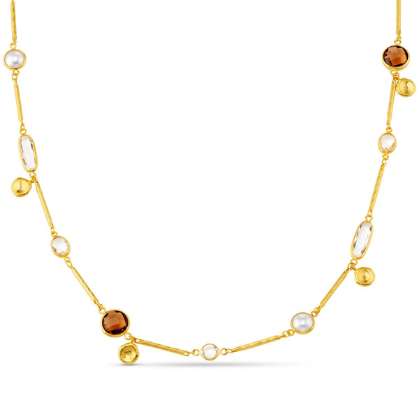 Orelia Jewellery Mixed Bead & Coin Long Link Necklace - Gold