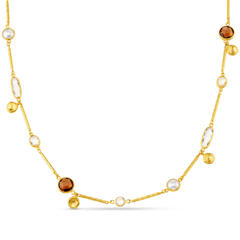 Orelia Jewellery Mixed Bead & Coin Long Link Necklace - Gold