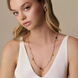 Orelia Jewellery Mixed Bead & Coin Long Link Necklace - Gold