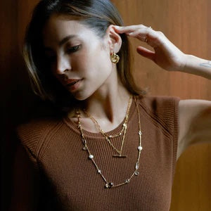 Orelia Jewellery Mixed Bead & Coin Long Link Necklace - Gold