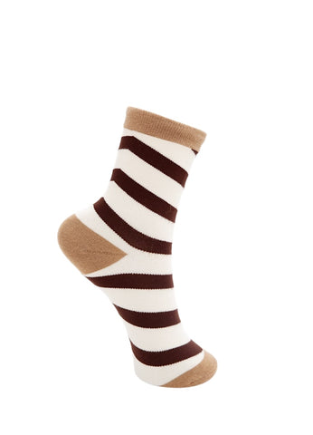 Black Colour BCYesenia Socks - Off White / Coffee