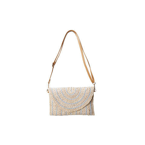 Black Colour BCAmalfi Clutch Bag - Straw / Blue