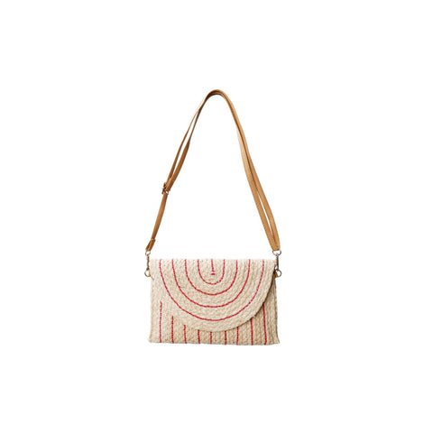 Black Colour BCAmalfi Clutch Bag - Straw / Red
