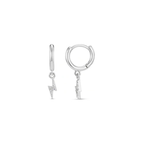 Orelia Jewellery Pavé Lightning Mini Micro Hoop Earrings - Silver