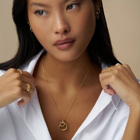 Orelia Jewellery Interlocking Open Circle Necklace - Gold